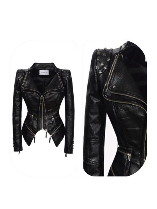 NWT SX Honey Pot XXS black faux leather spiked motorcycle jacket - Picture 7 of 11